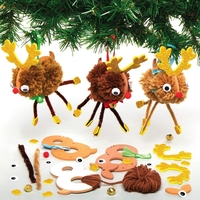 Reindeer Pom Pom Making Decoration Kits (Pack of 3) Christmas Crafts