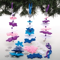 Snowflake Christmas Tree Stacking Kits (Pack of 6) Christmas Crafts 5 assorted colours - Light Blue,  Dark Blue,  Pink,  Purple & White