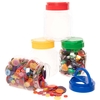 Storage Jars with Coloured Lids & Handles (Pack of 4) Craft Storage 4 lid colours - Blue,  Red,  Yellow & Green