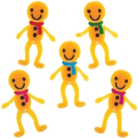 Stretchy Gingerbread Man (Pack of 10) 5 assorted colours - Blue,  Green,  Red,  Purple & Pink