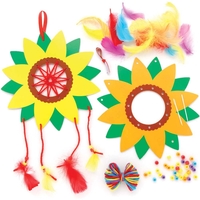 Sunflower Dreamcatcher Kits (Pack of 4) Decoration Craft Kits 4 wool colours - Purple,  Red,  Blue & Yellow