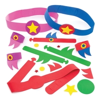 Super Hero Belt & Cuffs - 3 Super Hero Foam Crafts To Wear. Assorted Designs. Kids Super Hero Accessories. Fully Adjustable.