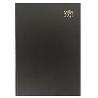 Collins Desk Diary Day Per Page A5 Black 2021