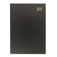 Collins Desk Diary Week to View A4 Black 2021