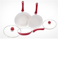 LQCP27 - 5 Piece Ceramic Pan Set in Red