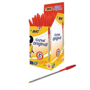 Bic Cristal Medium Ballpoint Red Pen (Pack of 50)