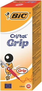 Bic Red Cristal Grip Medium Ballpoint Pen (Pack of 20)