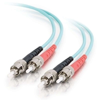C2G 1M ST-ST 10GB 50/125 OM3 Duplex Multimode PVC Fibre Optic Cable (LSZH) - Aqua