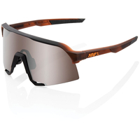 100% S3 Sunglasses with HiPER Multilayer Mirror Lens - Brown Fade/Silver